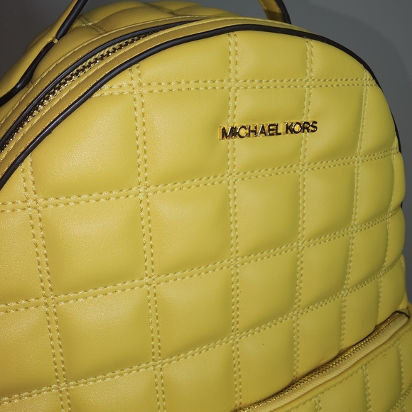 Michael Kors Yellow Quilted Backpack - Picture 1 of 10